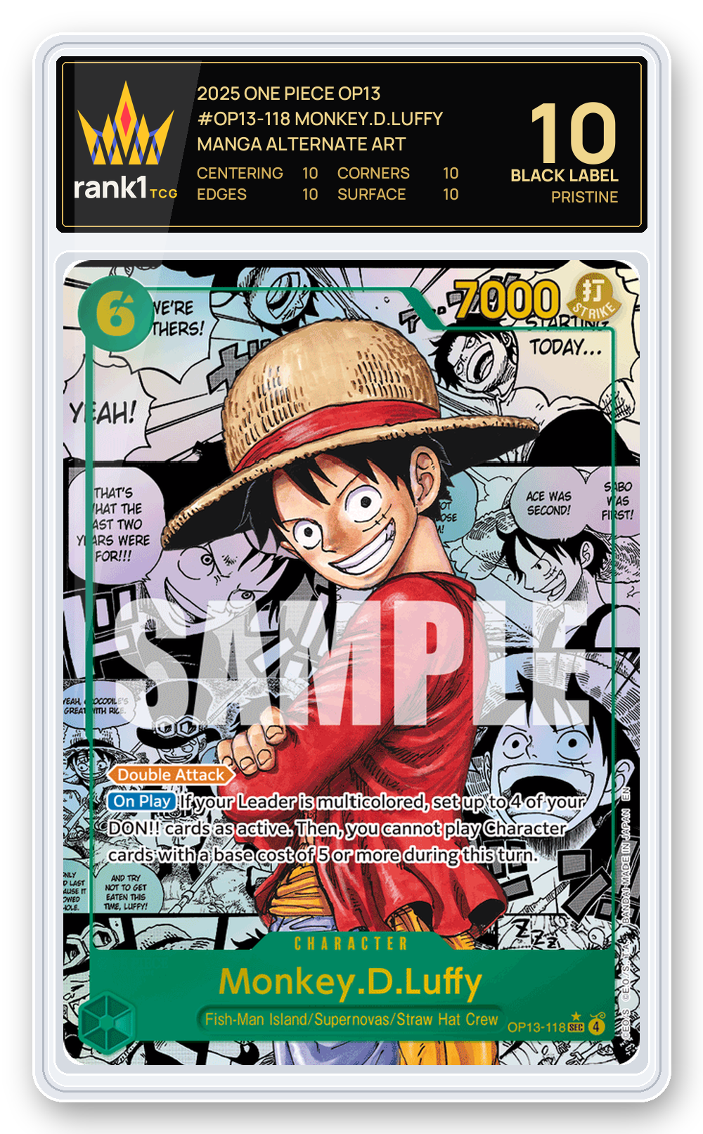 Monkey D. Luffy Manga Alternate Art, BGS 10 Black Label